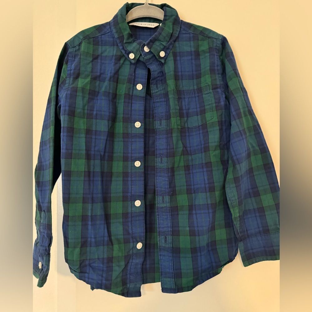 Janie and Jack Green and Blue Plaid Button Down Shirt